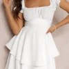 Women's Mini A-Line Dress Solid Color